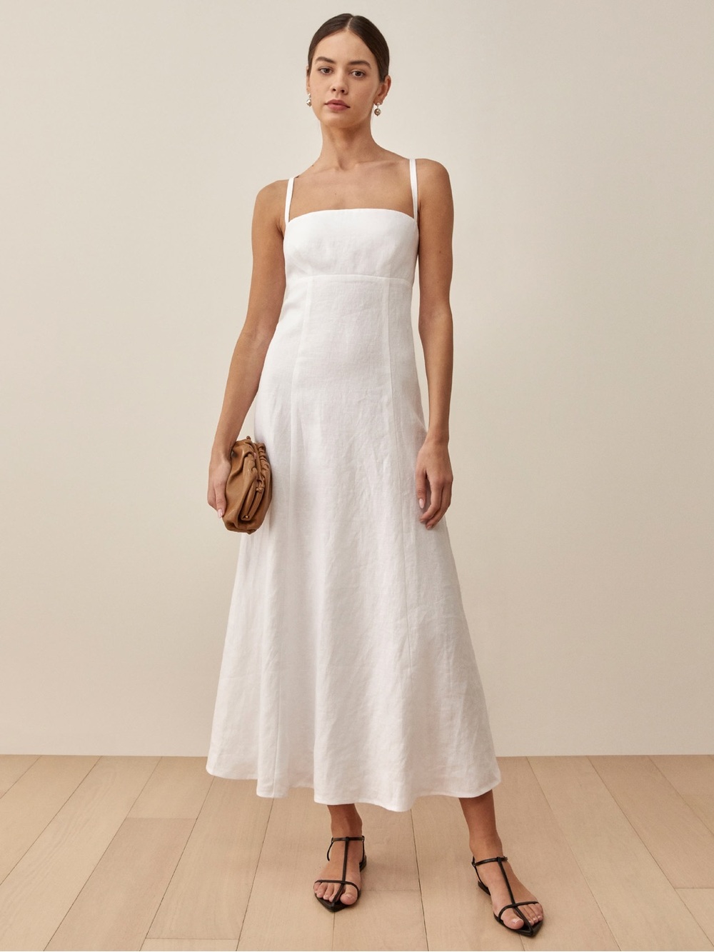 Reformation White Rai Linen Maxi Dress Size 0 (original cost $250)
